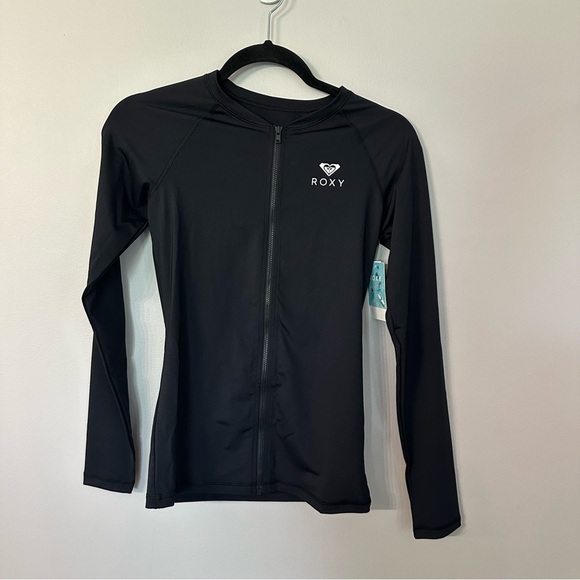 Roxy Women’s Black Long Sleeve UPF 50+ Essentials Zippered Jacket Sz M NWT - Picture 2 of 10